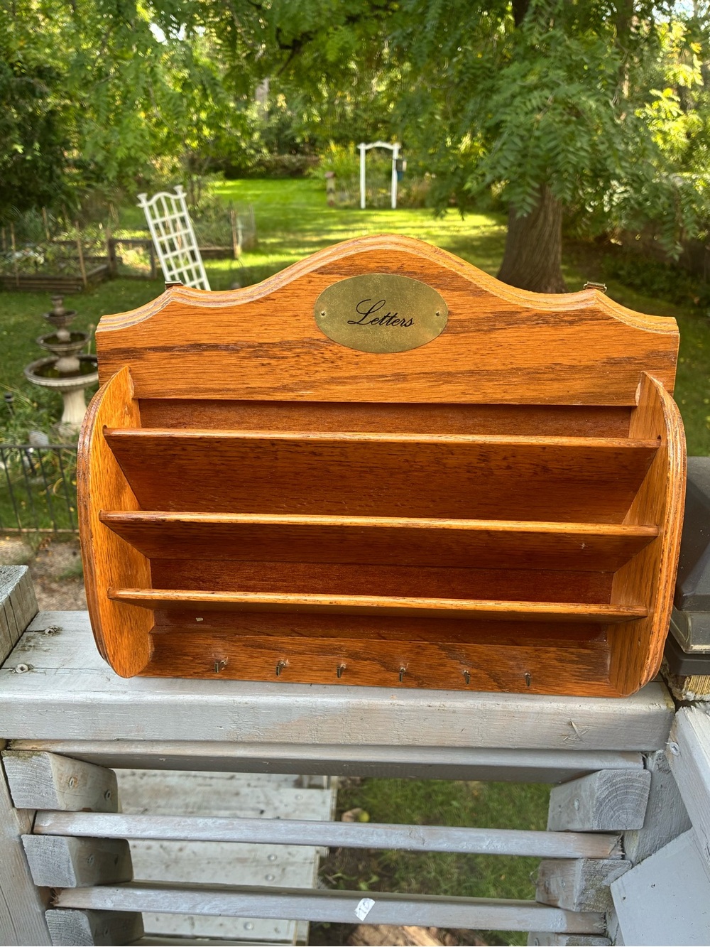 Vintage Wooden Letter Mail Key Wall Organizer